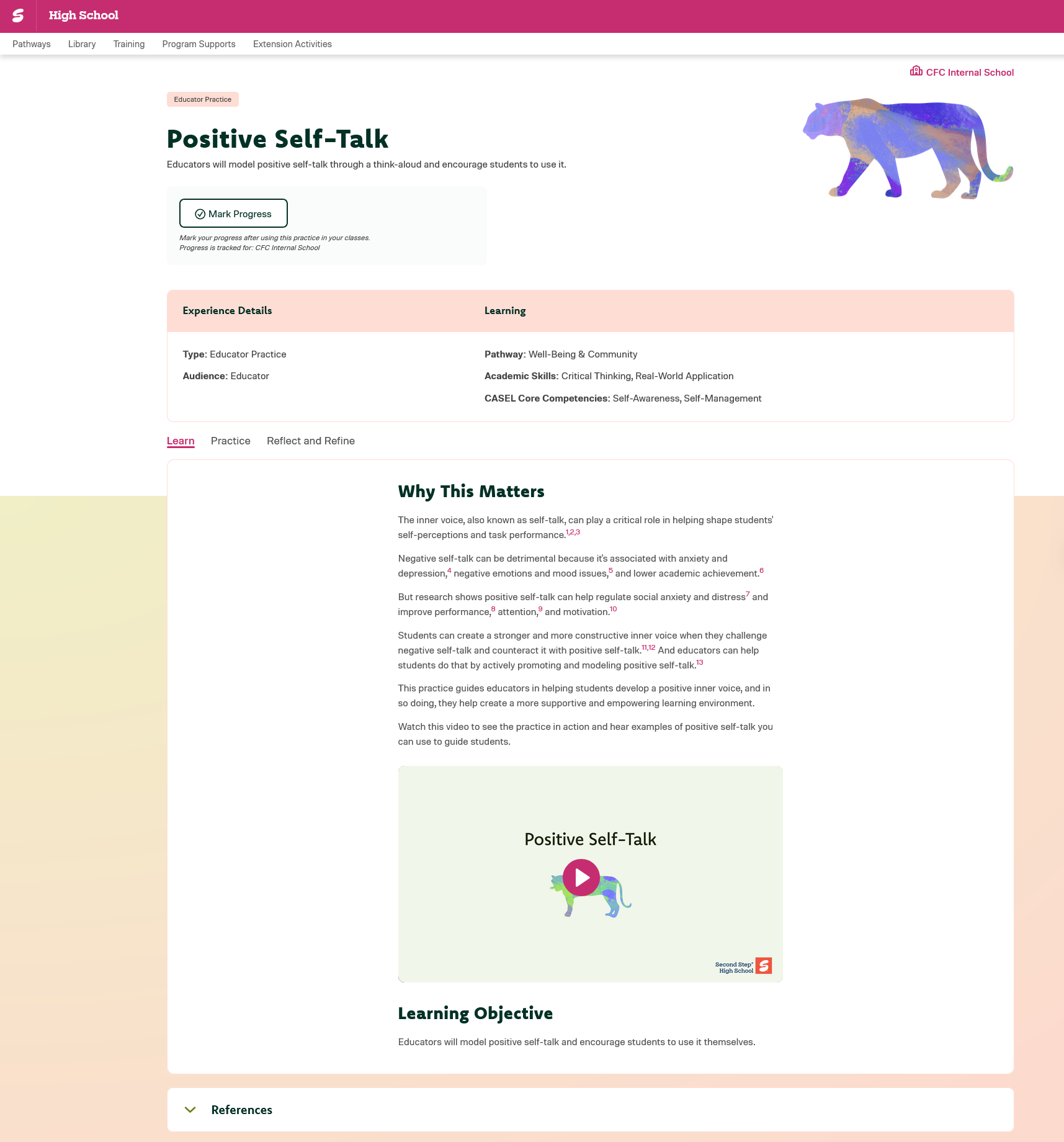 Page of a high school curriculum